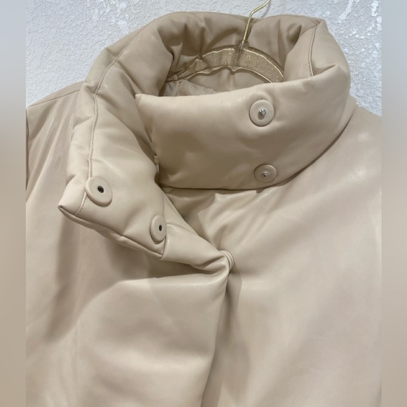 Mango beige puffer jacket faux leather size XS NWT - Picture 7 of 10